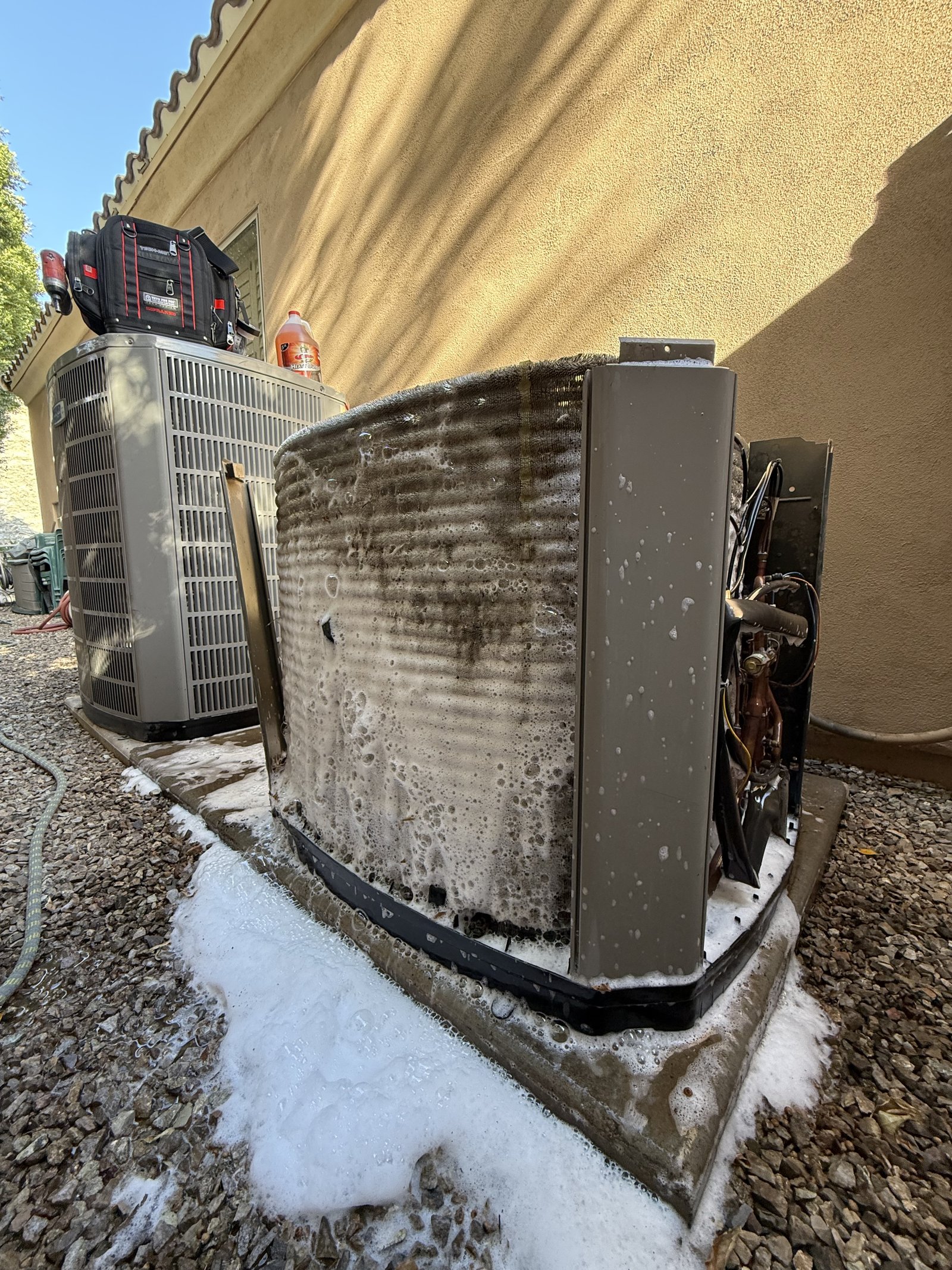 Condenser coil foam clean restoring efficiency